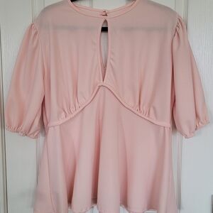 NWT Boohoo Blush Peachy-Pink Keyhole Blouse Coquette